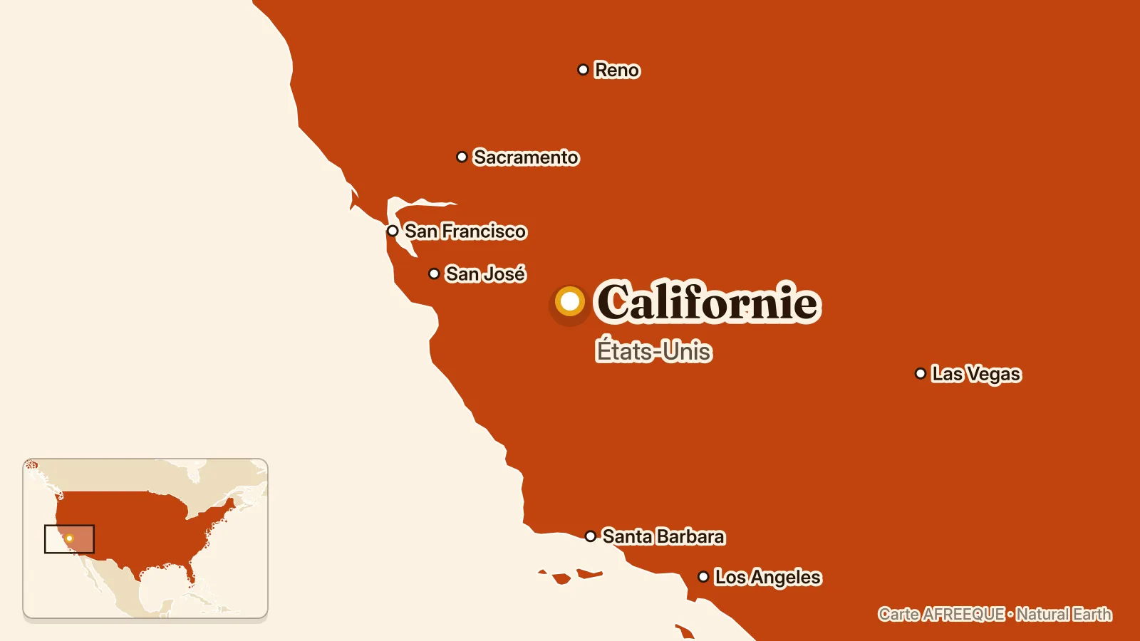 Carte : Californie, États-Unis
