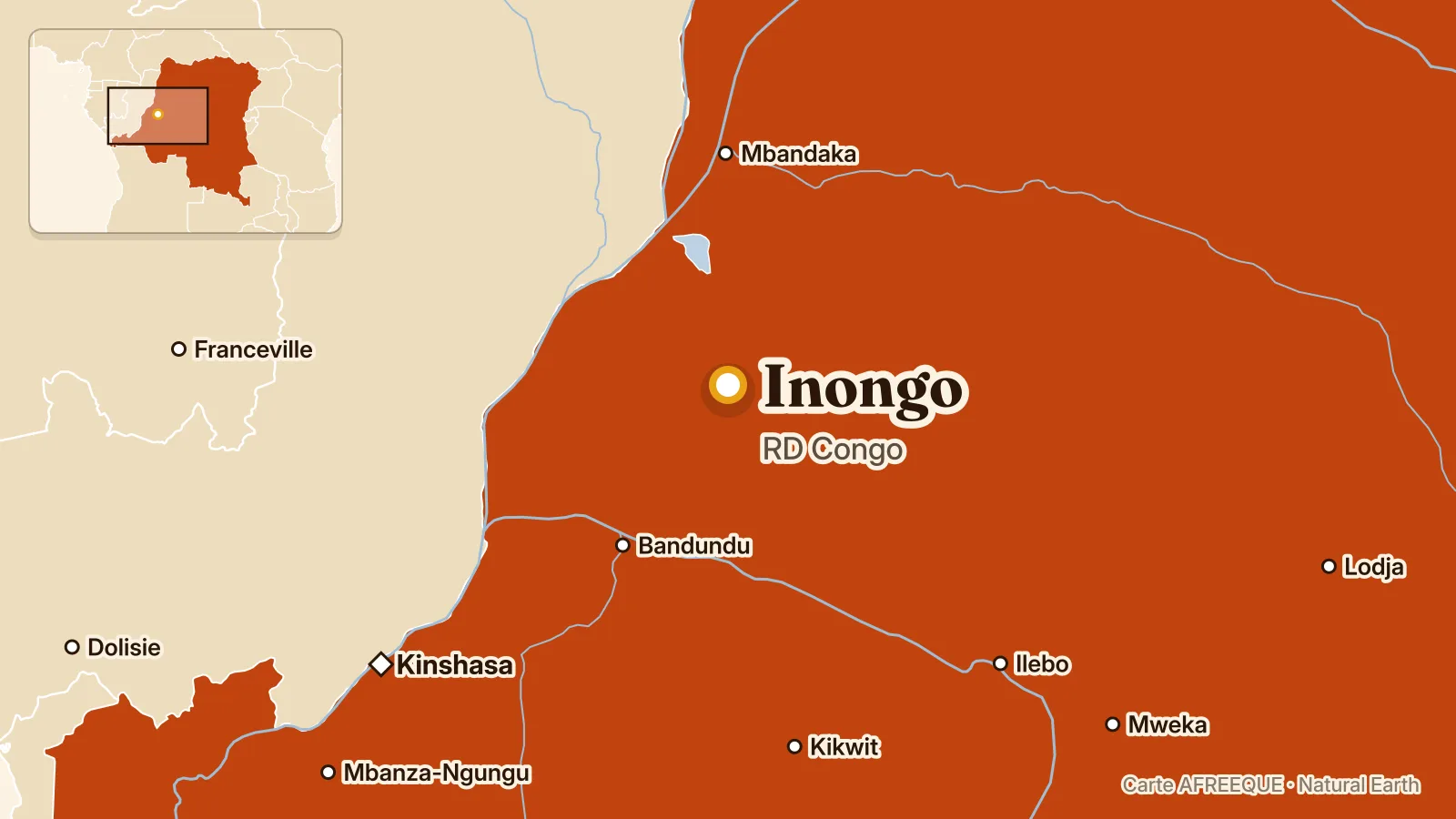 Carte : Inongo, RD Congo
