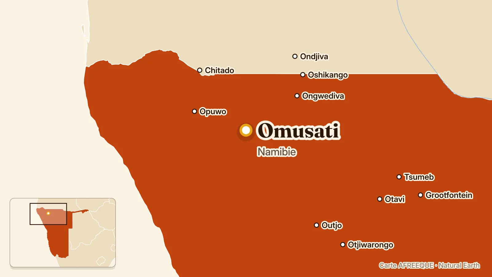 Carte : Omusati, Namibie
