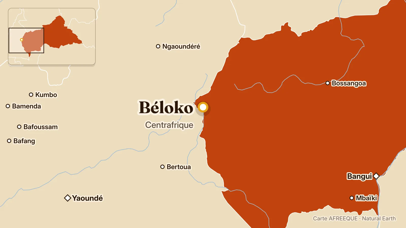 Carte : Béloko, Centrafrique