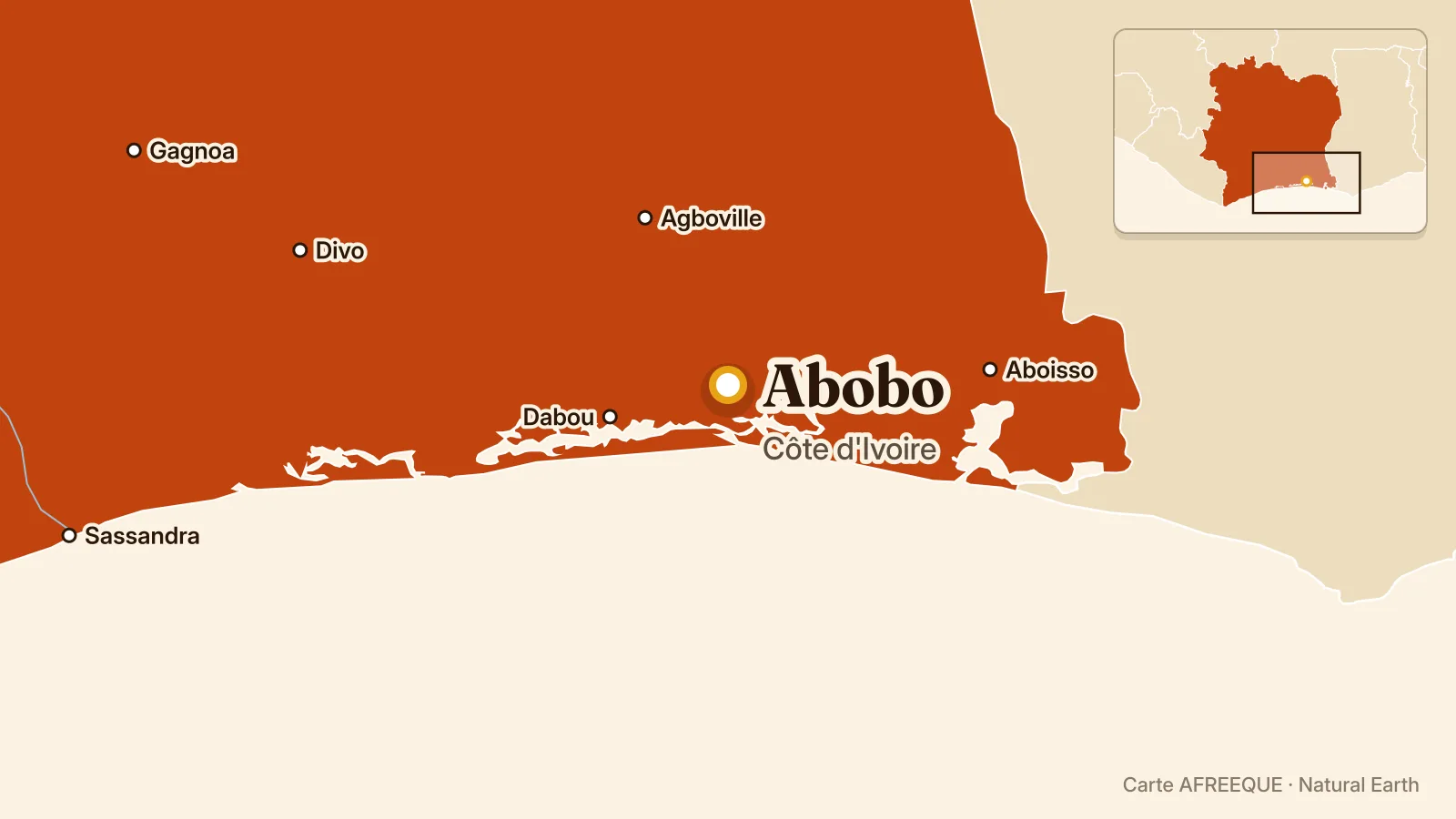 Carte : Abobo, Côte d'Ivoire