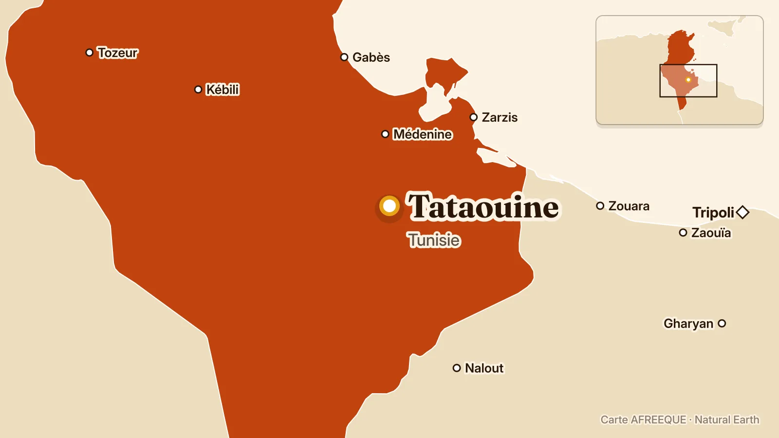 Carte : Tataouine, Tunisie