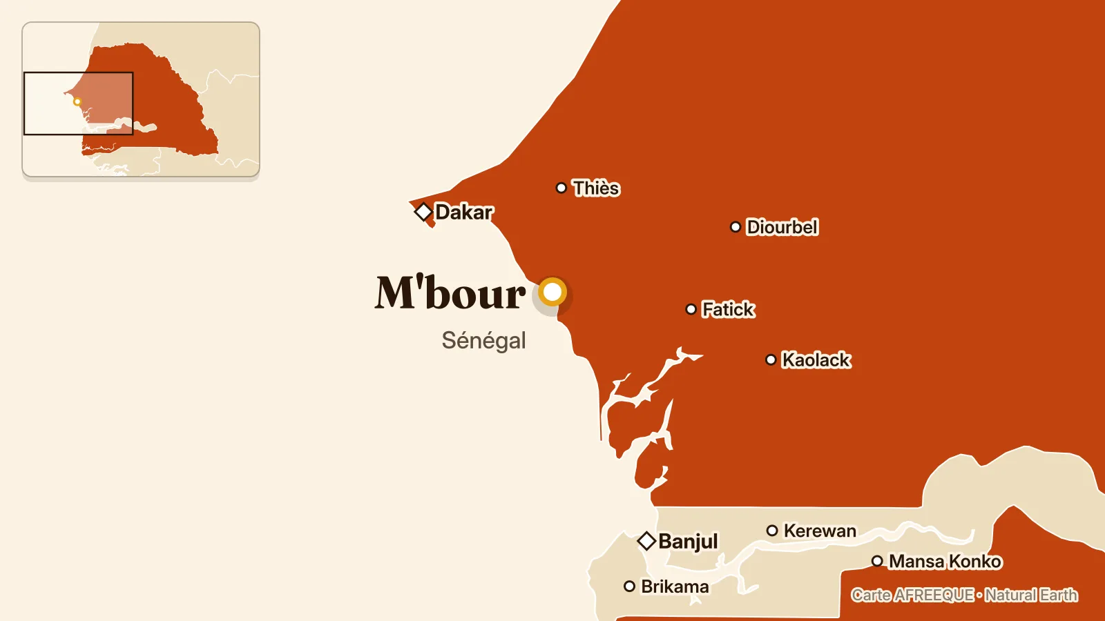 Carte : M'bour, Sénégal