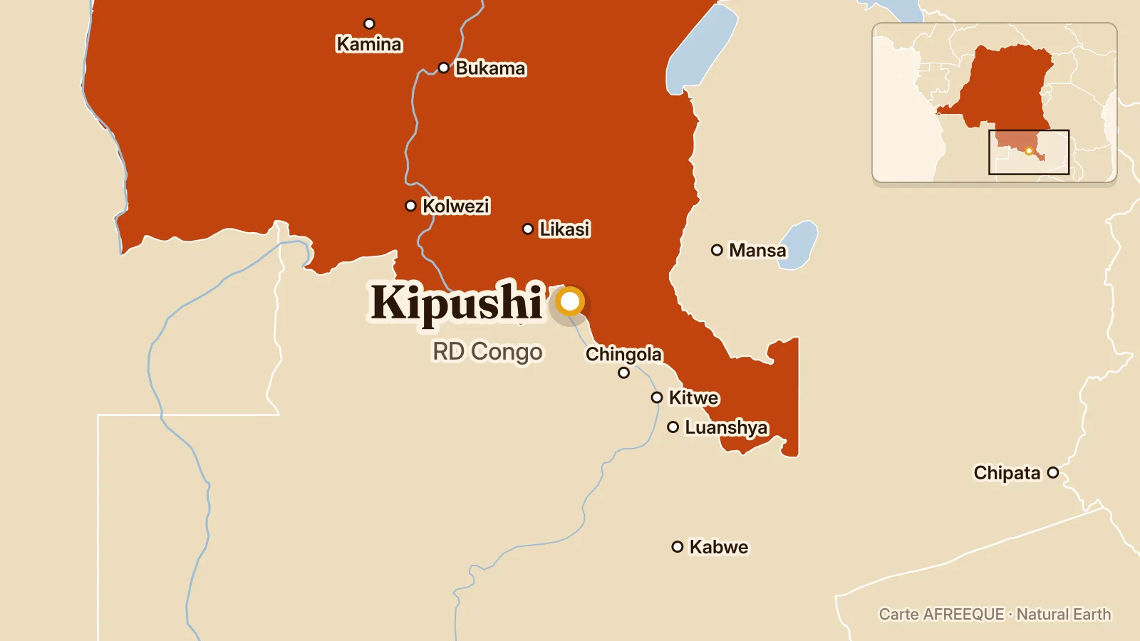 Carte : Kipushi, RD Congo