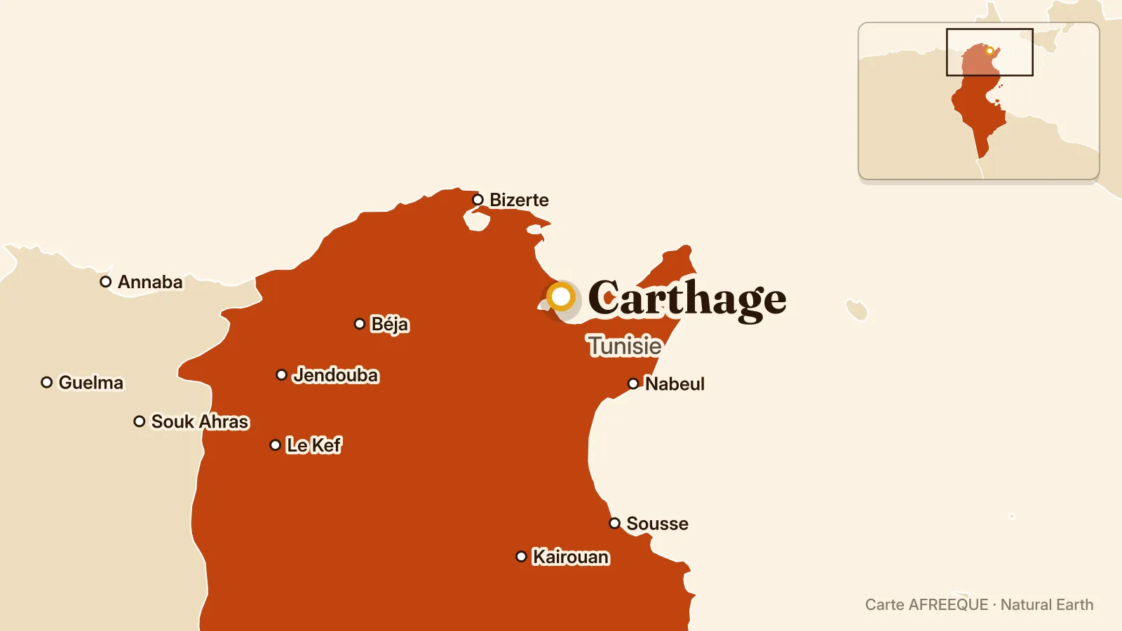 Carte : Carthage, Tunisie