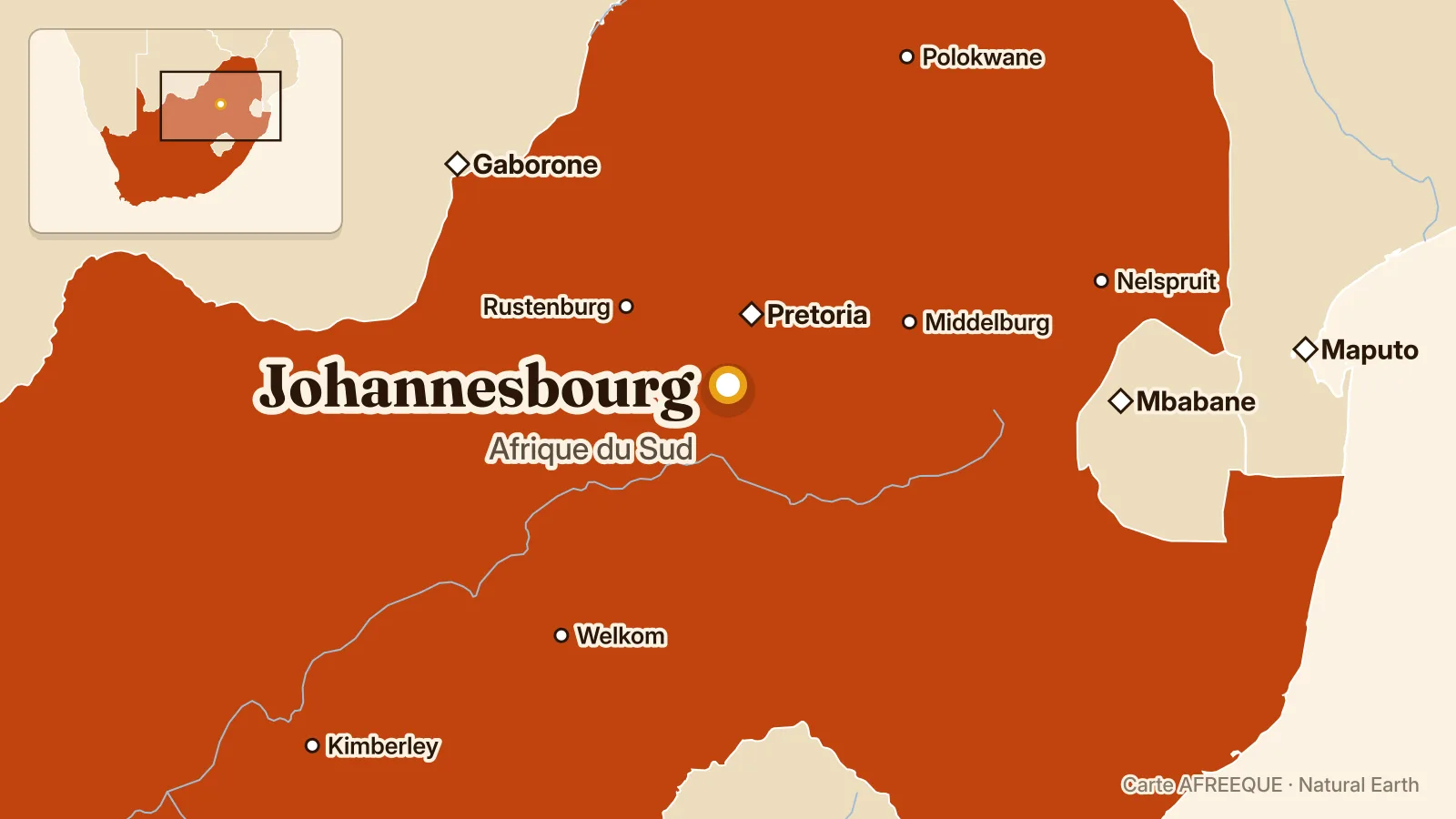 Carte : Johannesbourg, Afrique du Sud
