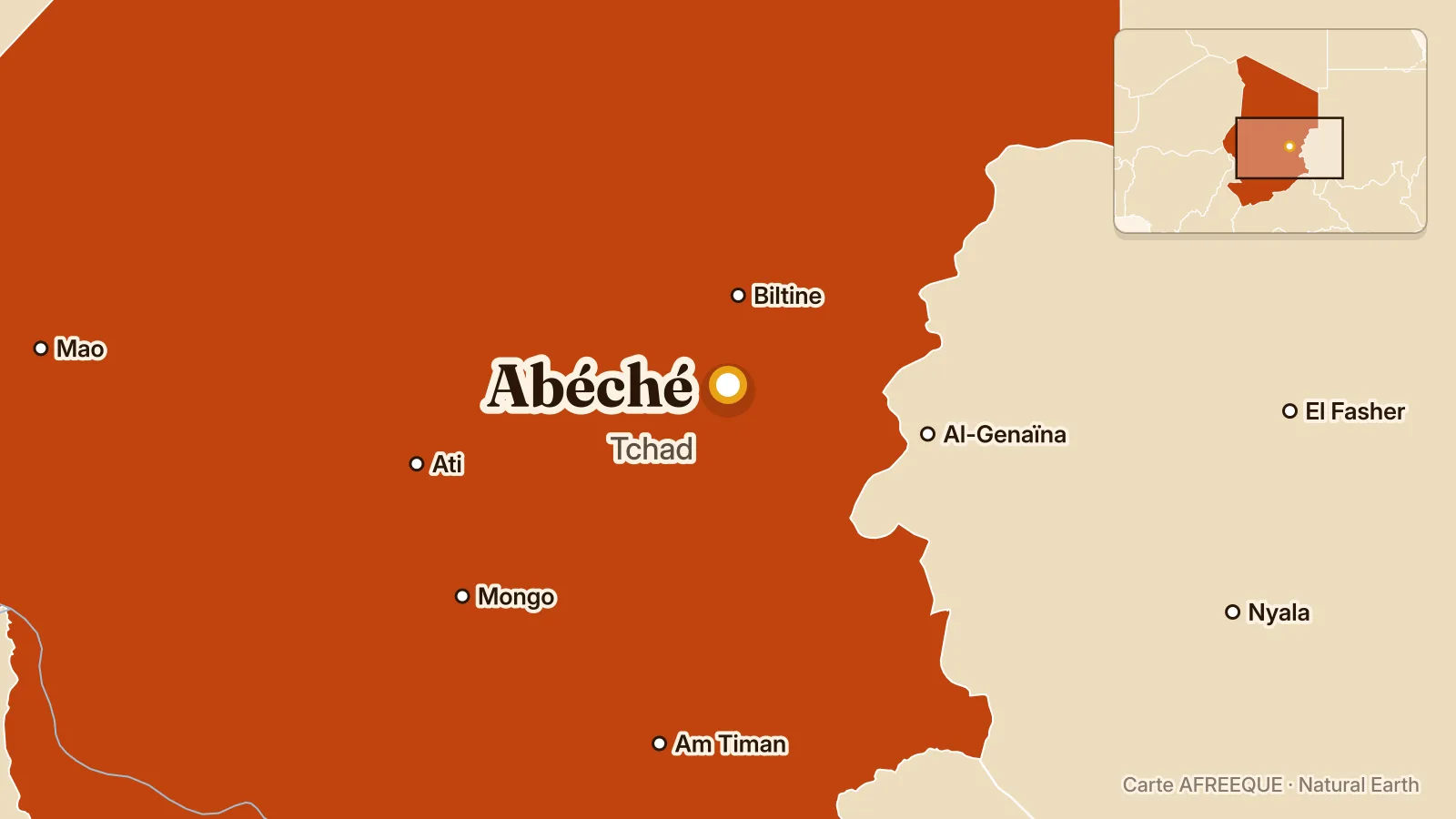 Carte : Abéché, Tchad