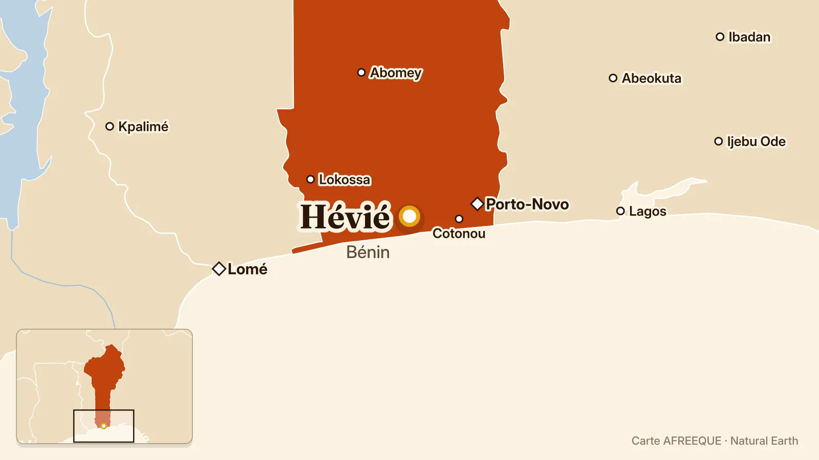 Carte : Hévié, Bénin