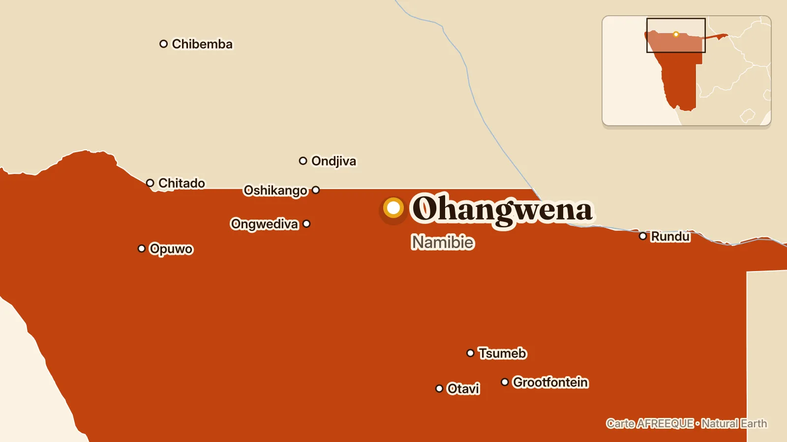 Carte : Ohangwena, Namibie