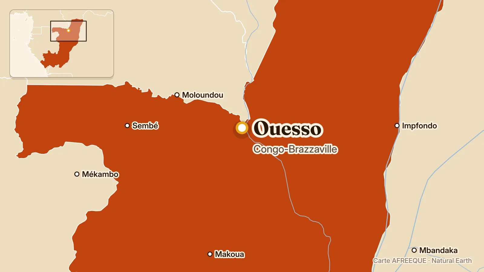 Carte : Ouesso, Congo-Brazzaville