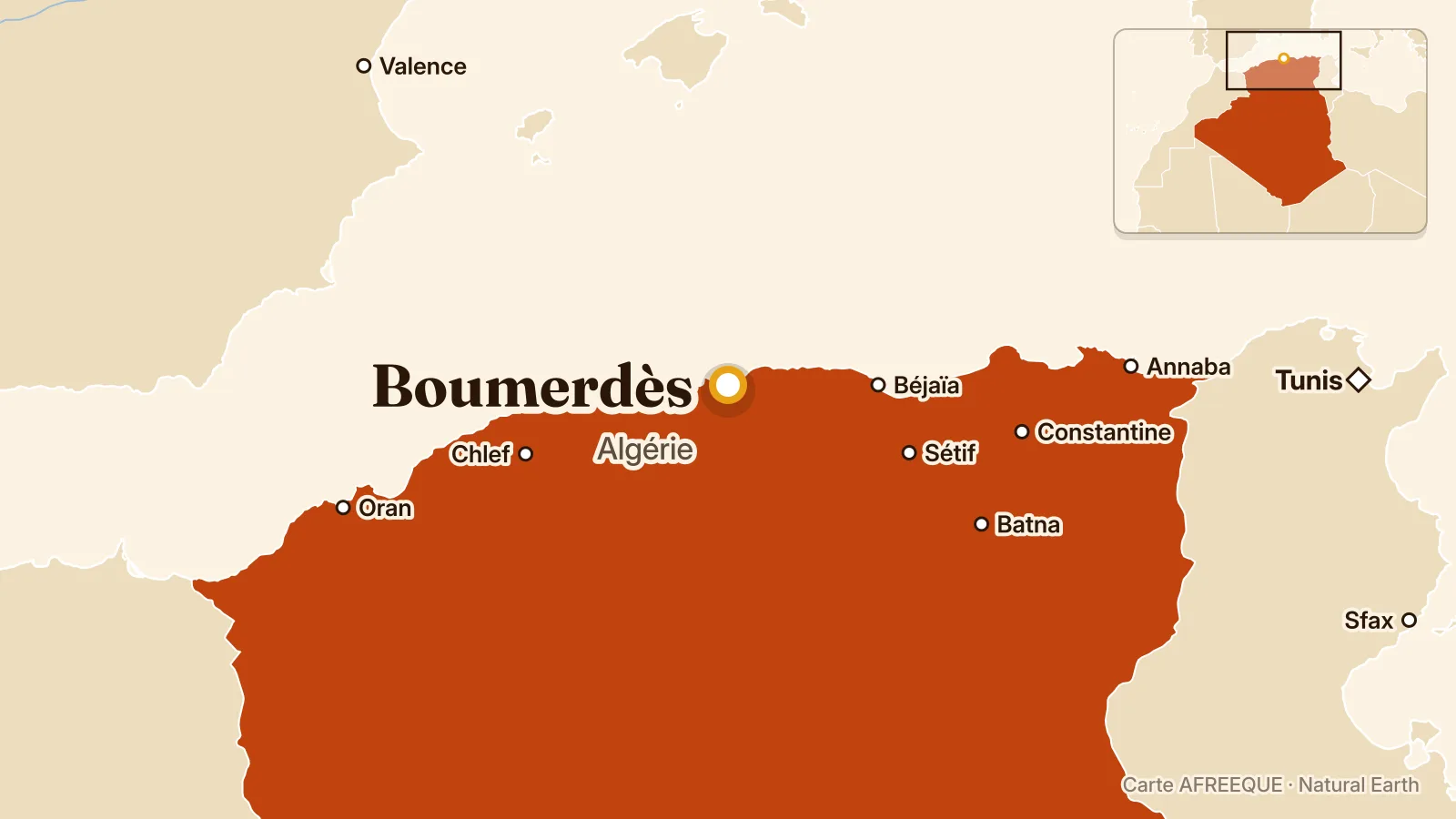 Carte : Boumerdès, Algérie
