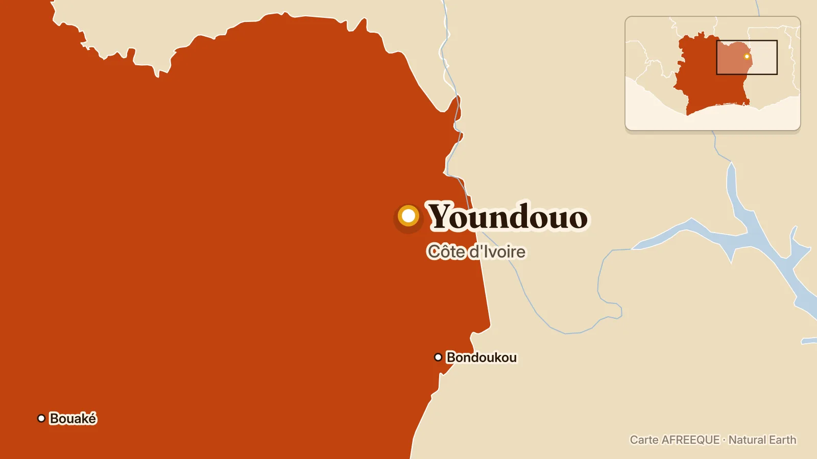 Carte : Youndouo, Côte d'Ivoire