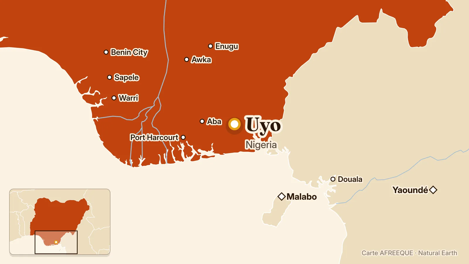 Carte : Uyo, Nigeria
