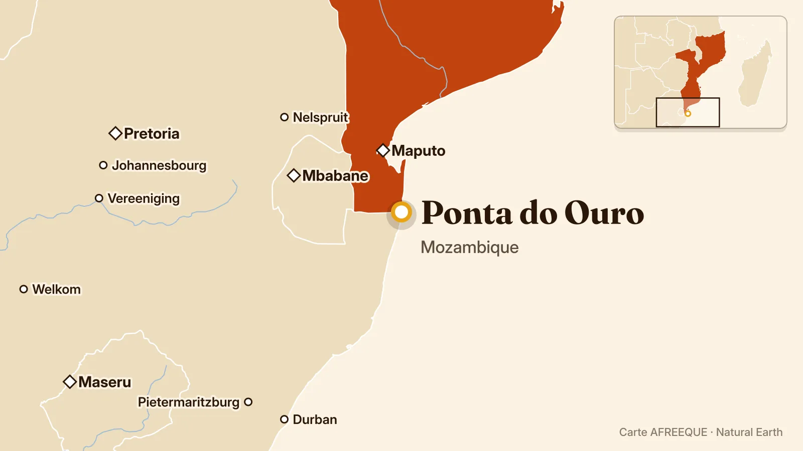 Carte : Ponta do Ouro, Mozambique