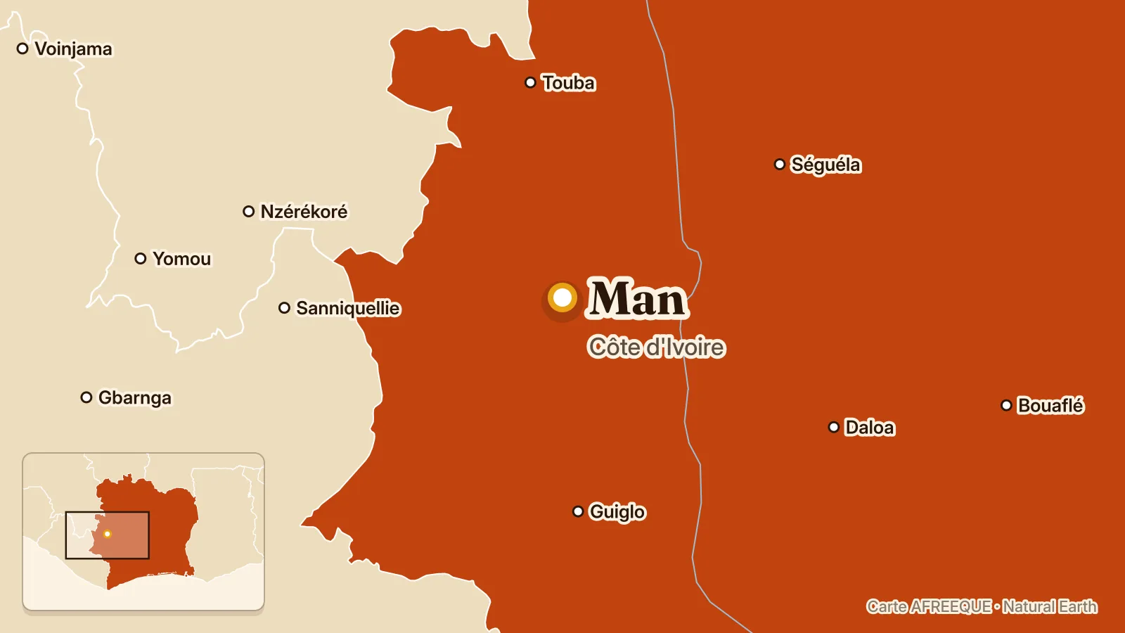 Map: Man, Ivory Coast