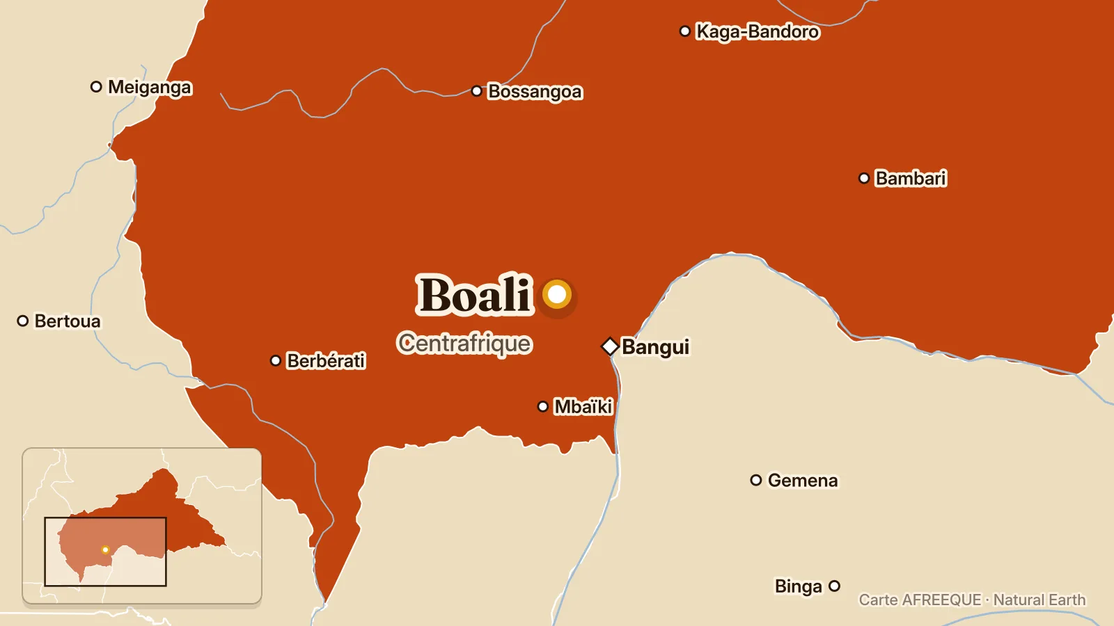 Carte : Boali, Centrafrique