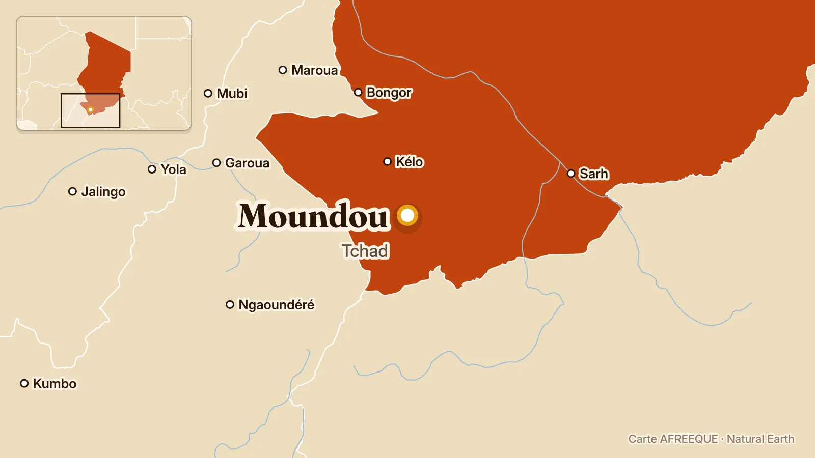 Carte : Moundou, Tchad