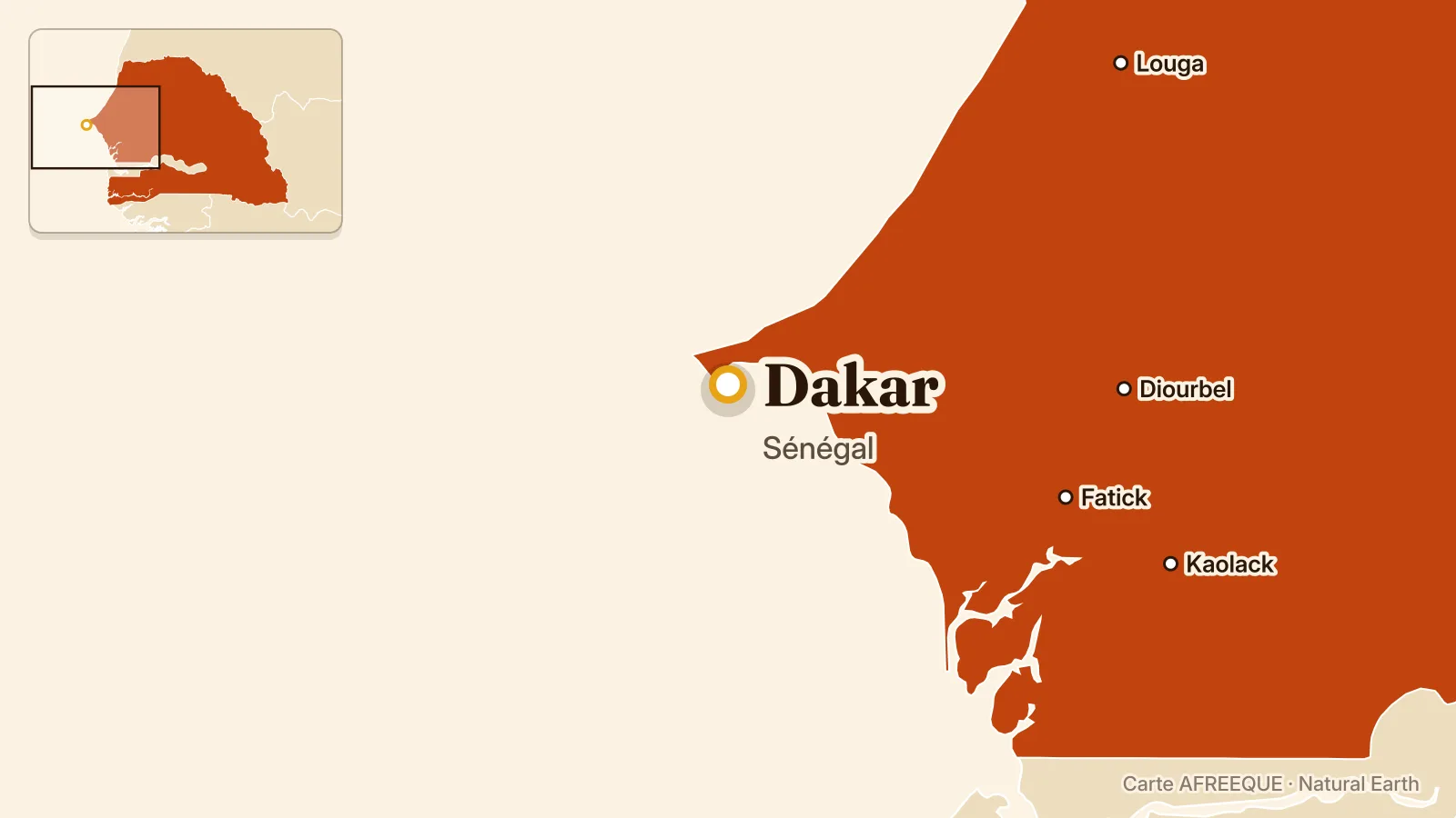 Carte : Dakar, Sénégal