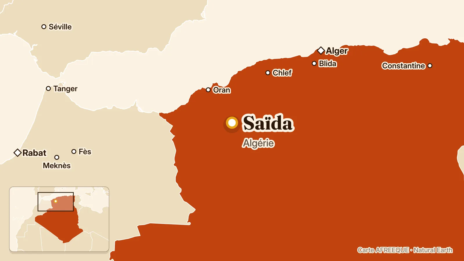 Carte : Saïda, Algérie