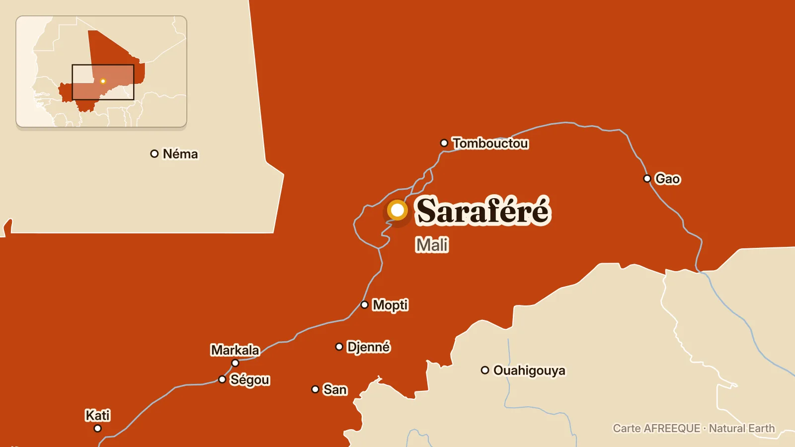 Carte : Saraféré, Mali