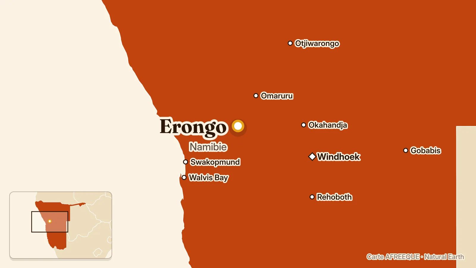 Carte : Erongo, Namibie