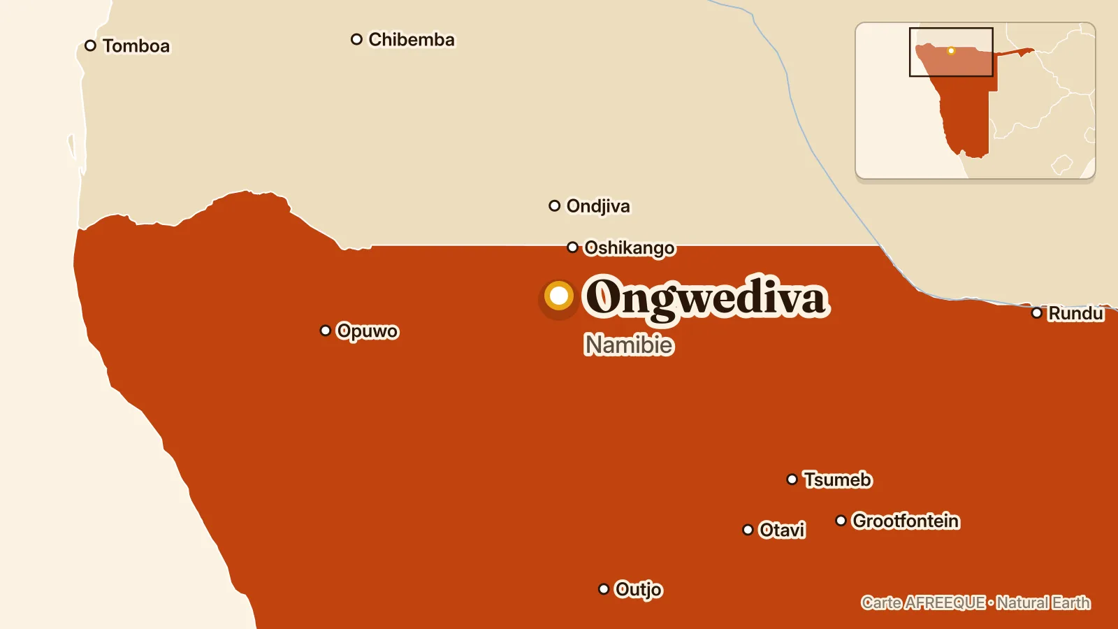 Carte : Ongwediva, Namibie