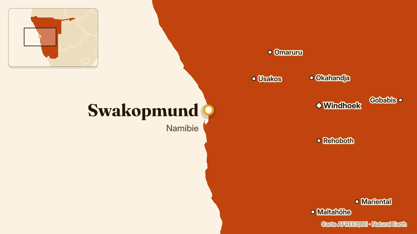 Carte : Swakopmund, Namibie