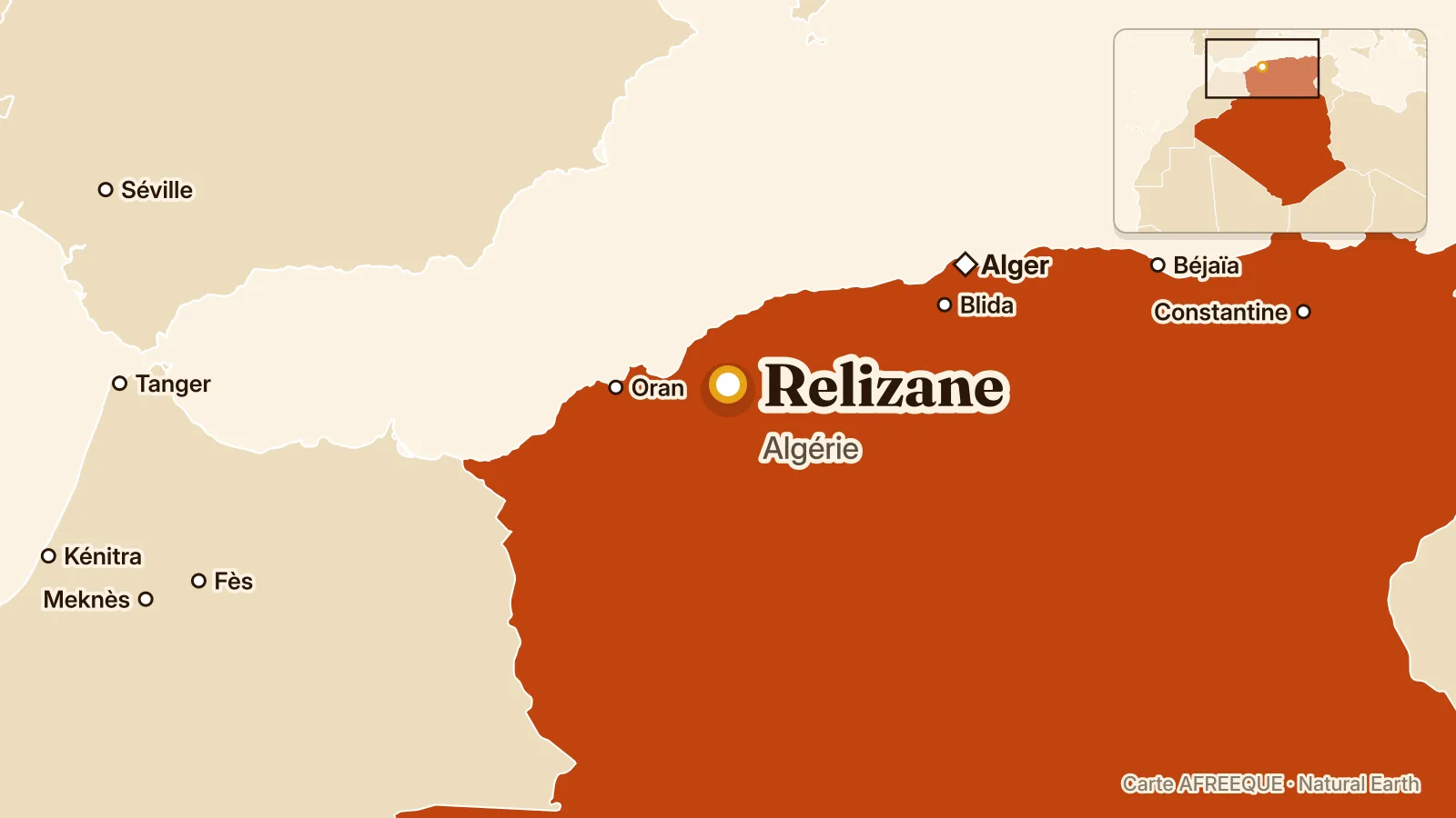 Carte : Relizane, Algérie
