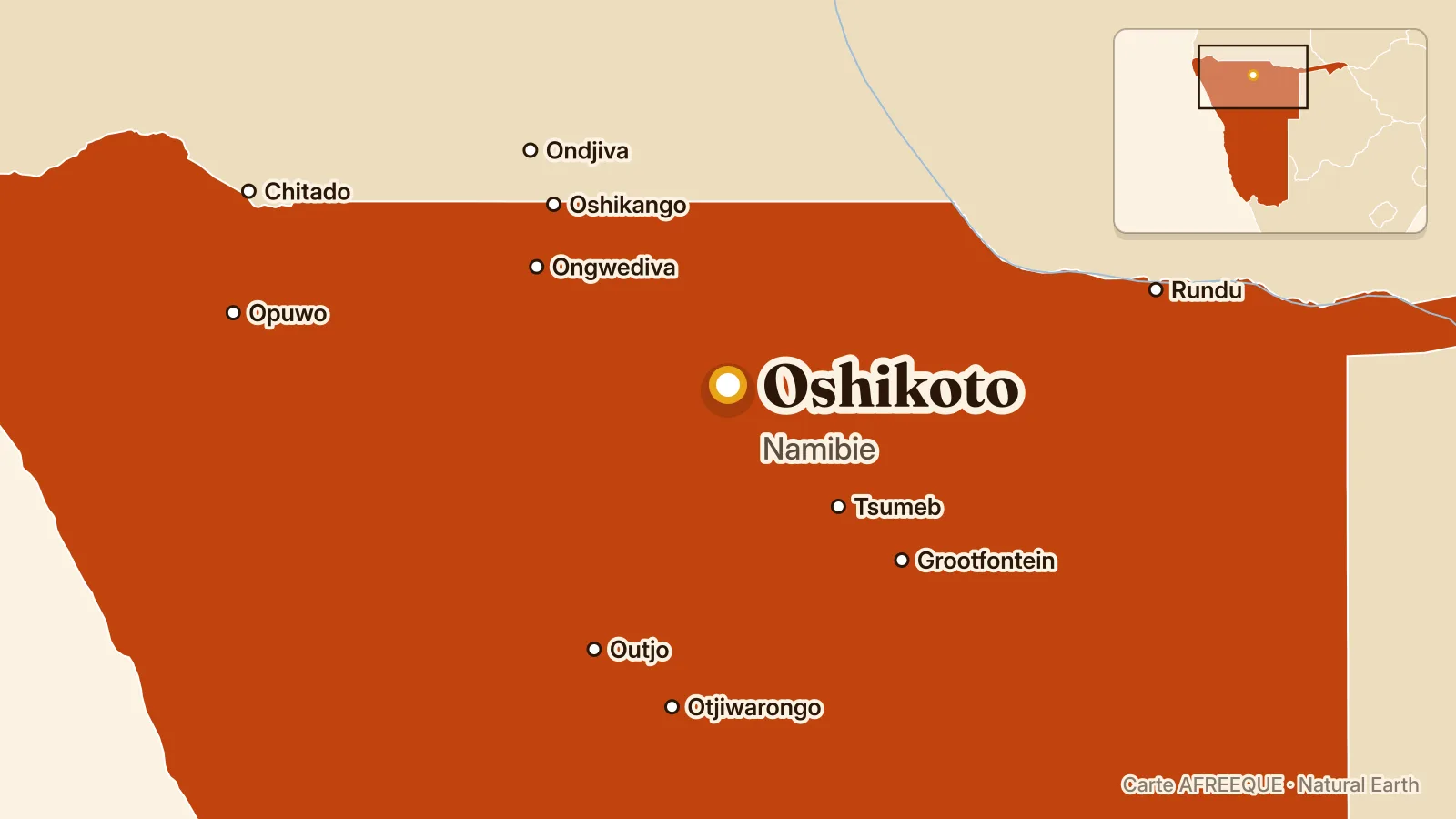 Carte : Oshikoto, Namibie