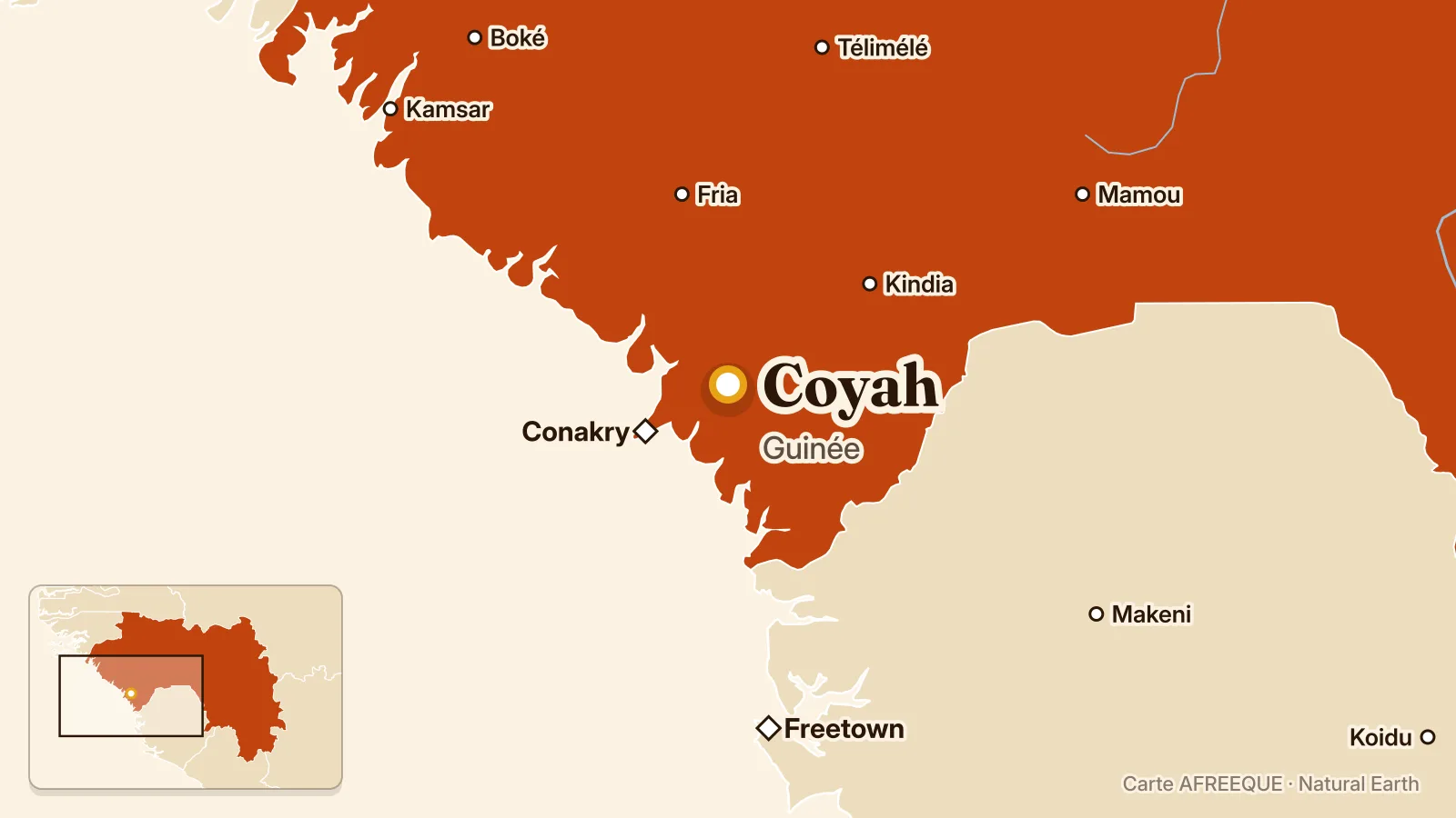 Carte : Coyah, Guinée