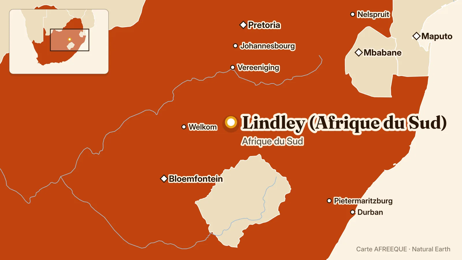 Carte : Lindley (Afrique du Sud), Afrique du Sud