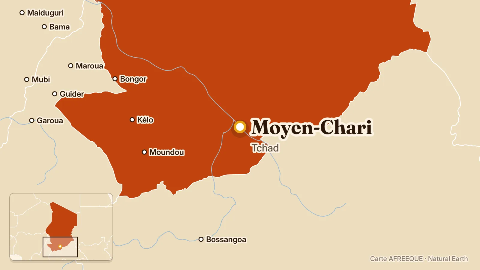 Carte : Moyen-Chari, Tchad