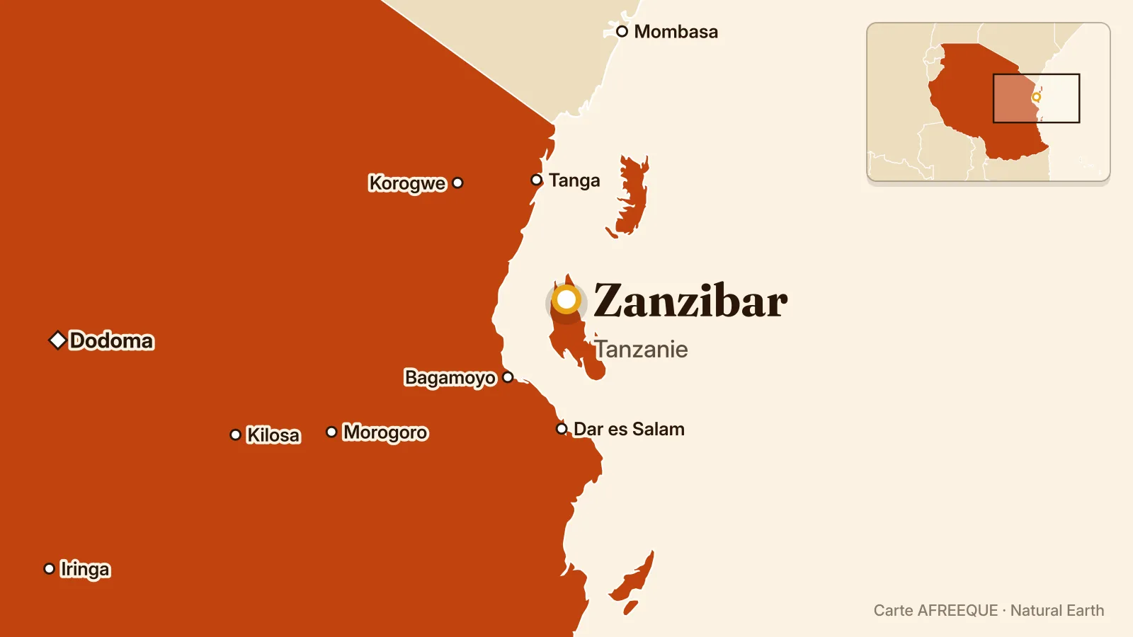 Carte : Zanzibar, Tanzanie