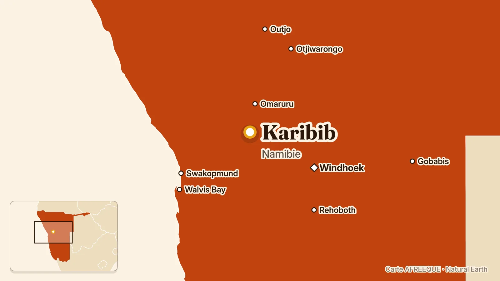 Carte : Karibib, Namibie