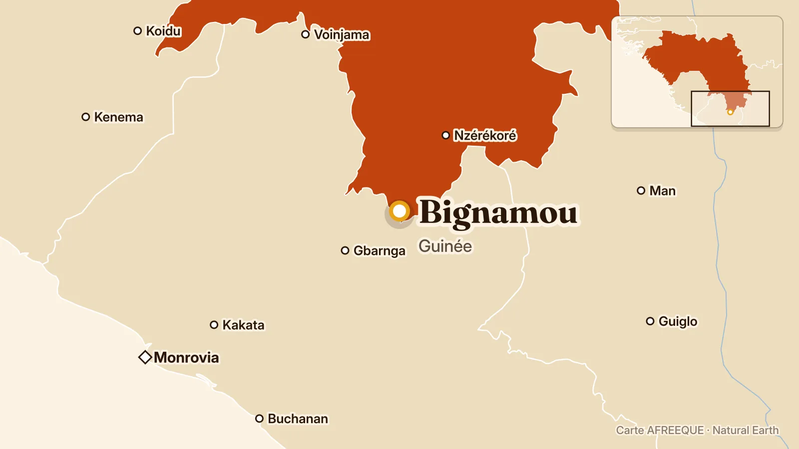 Carte : Bignamou, Guinée