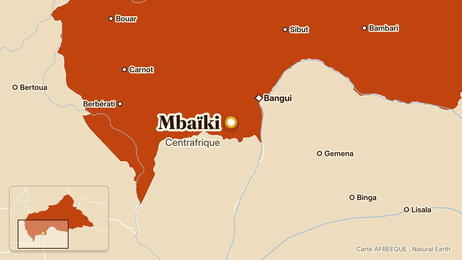 Carte : Mbaïki, Centrafrique