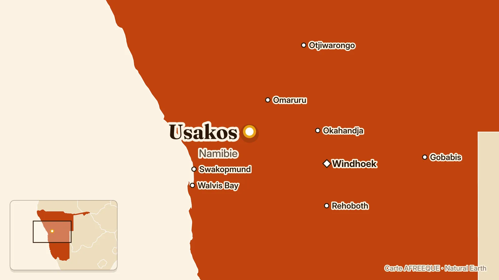 Carte : Usakos, Namibie