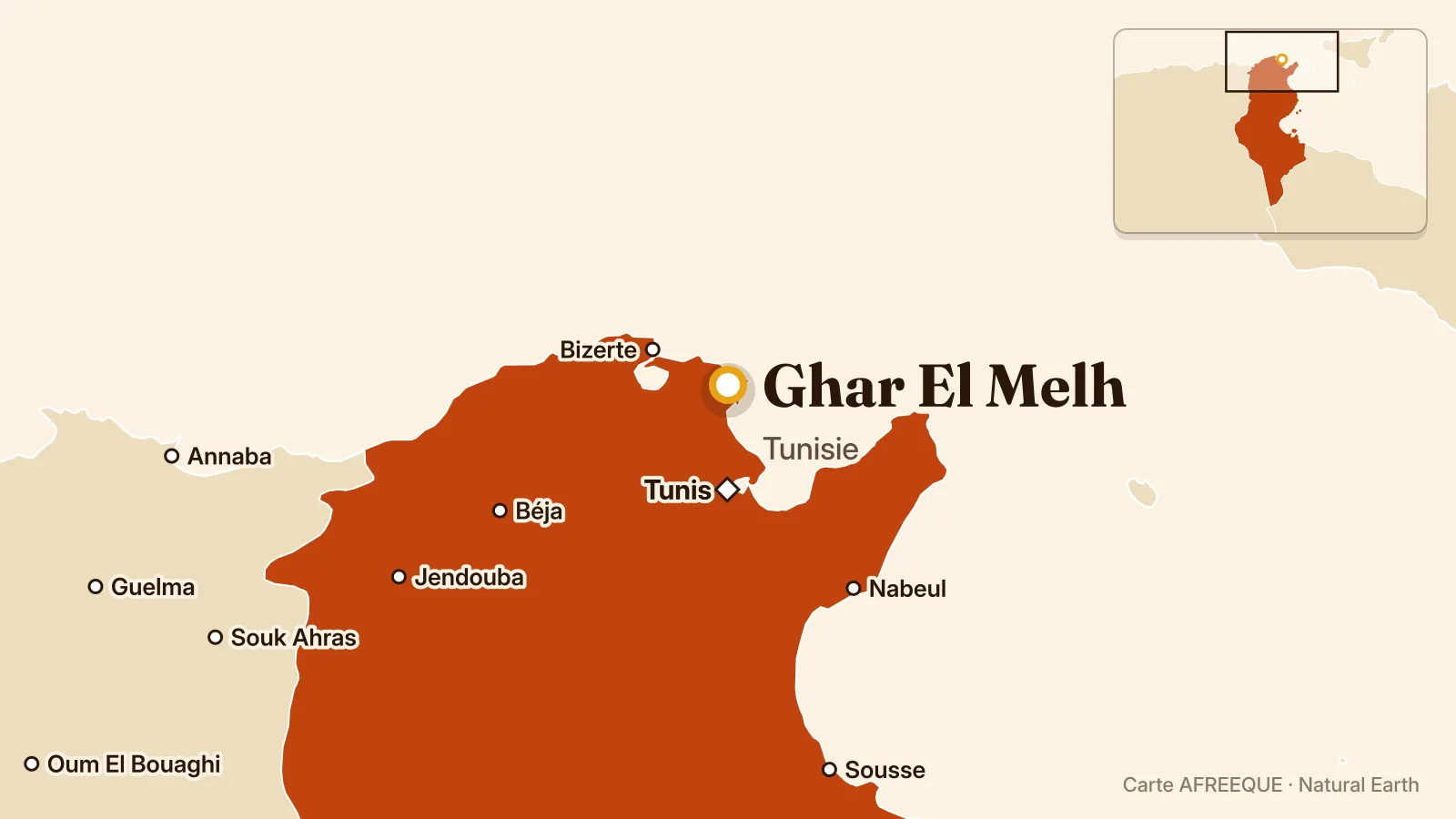Carte : Ghar El Melh, Tunisie