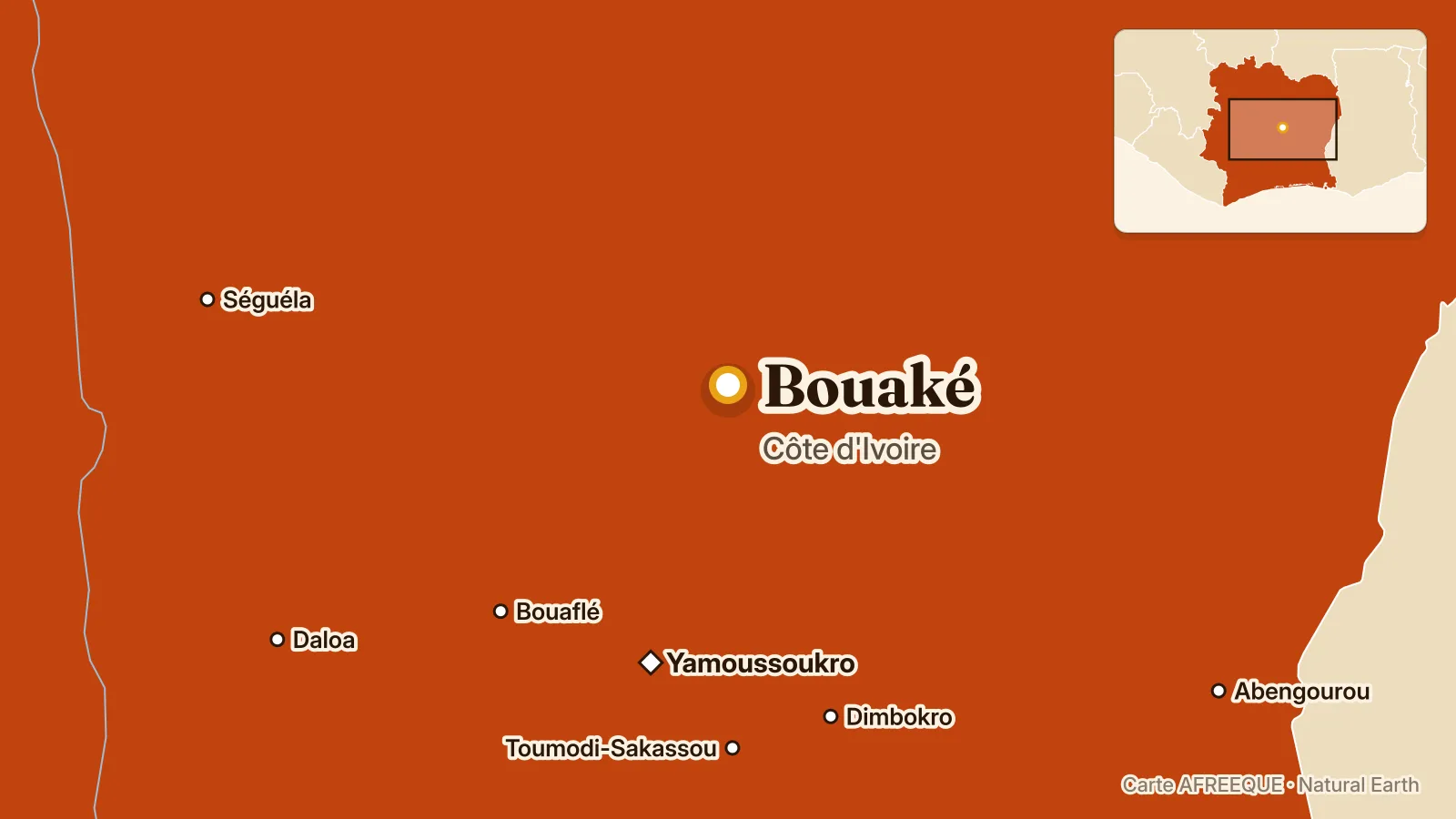 Carte : Bouaké, Côte d'Ivoire