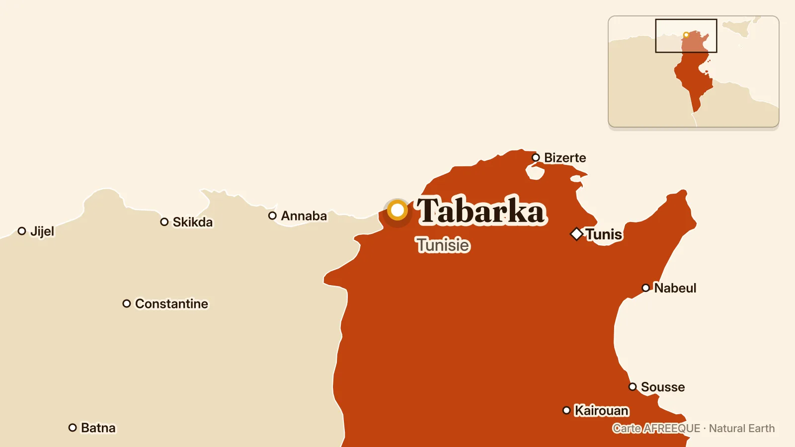 Carte : Tabarka, Tunisie