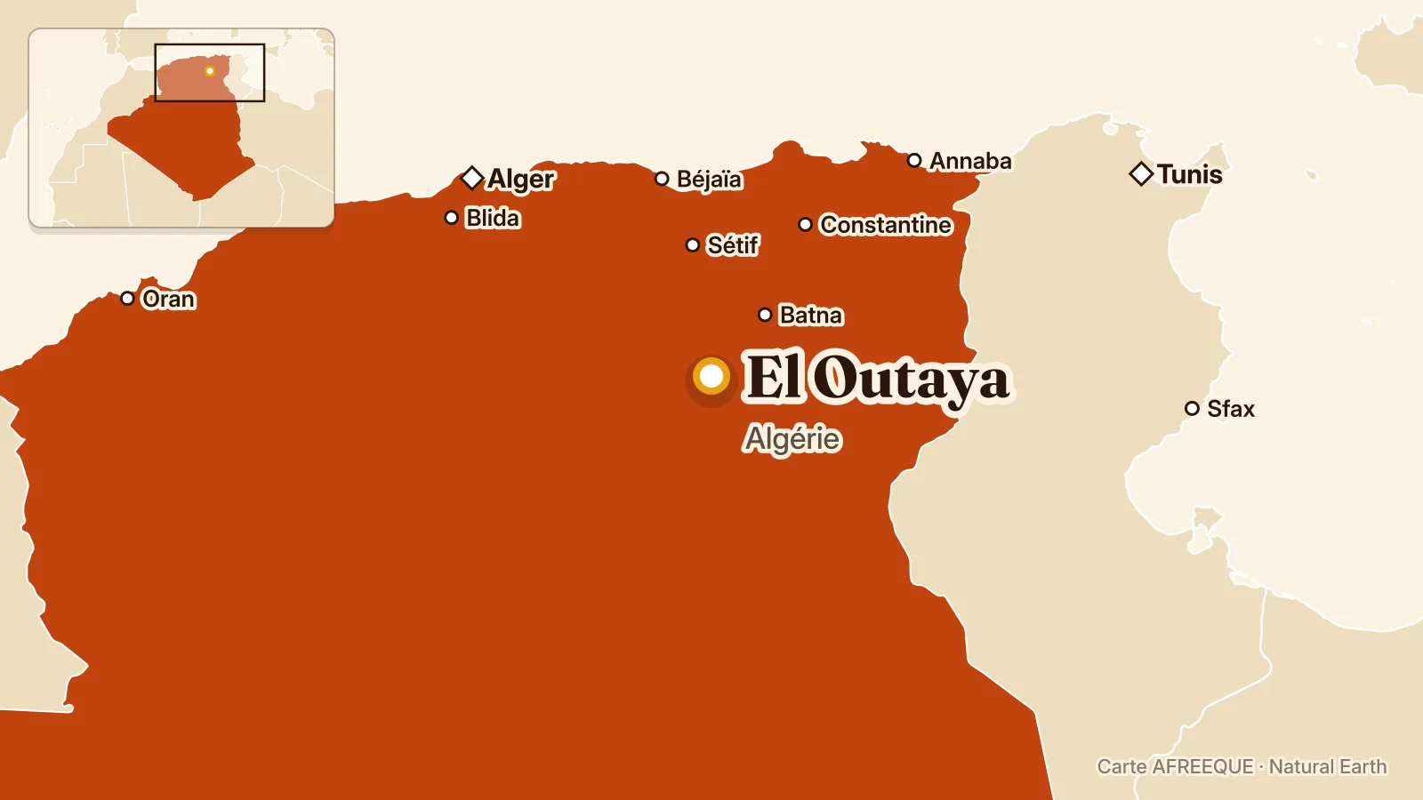 Carte : El Outaya, Algérie