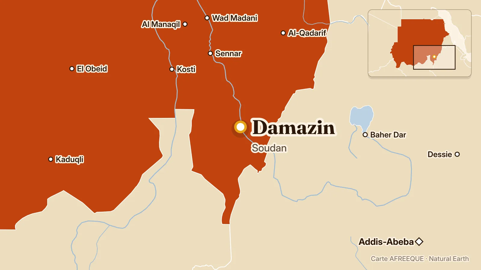 Carte : Damazin, Soudan