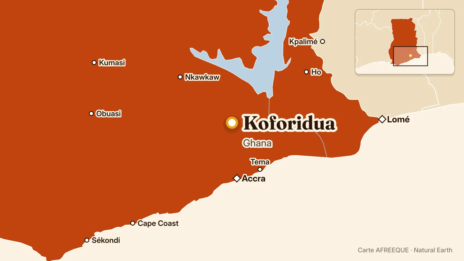 Carte : Koforidua, Ghana