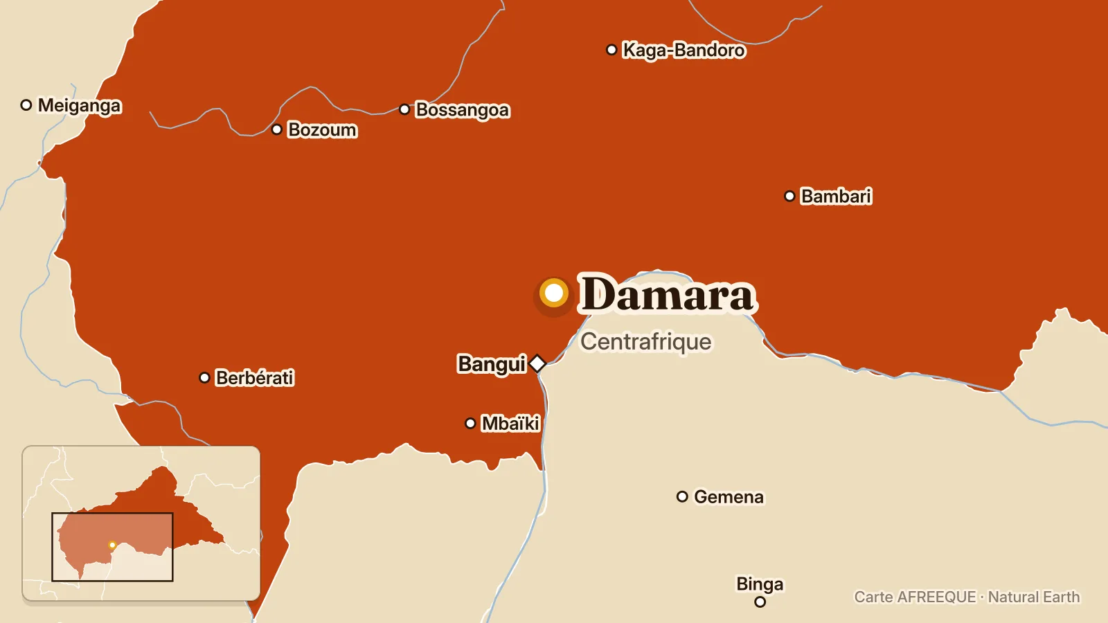 Carte : Damara, Centrafrique