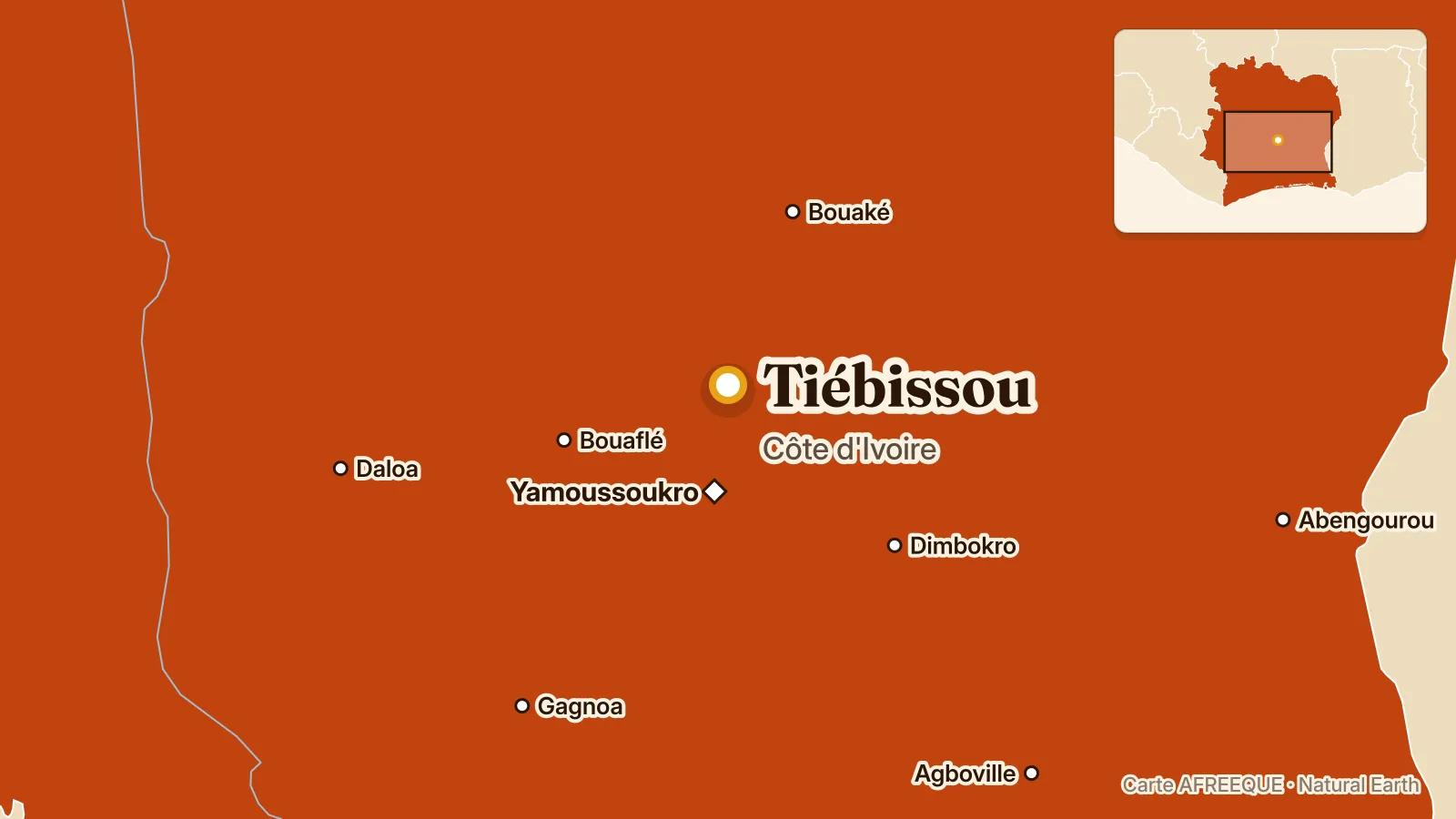 Carte : Tiébissou, Côte d'Ivoire