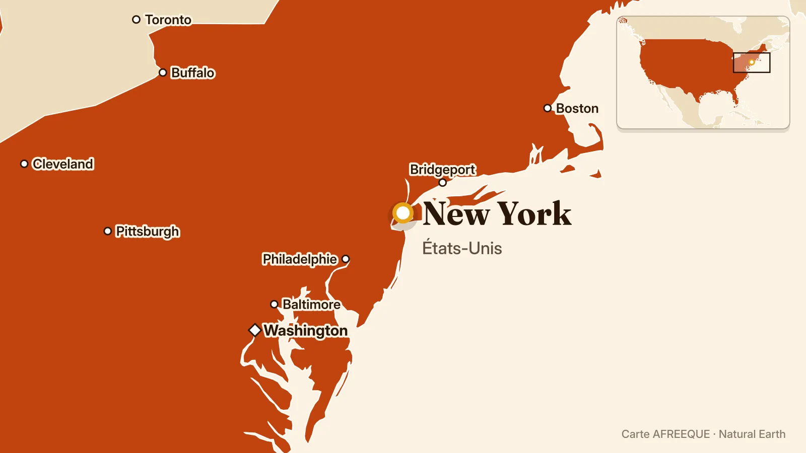 Carte : New York, États-Unis