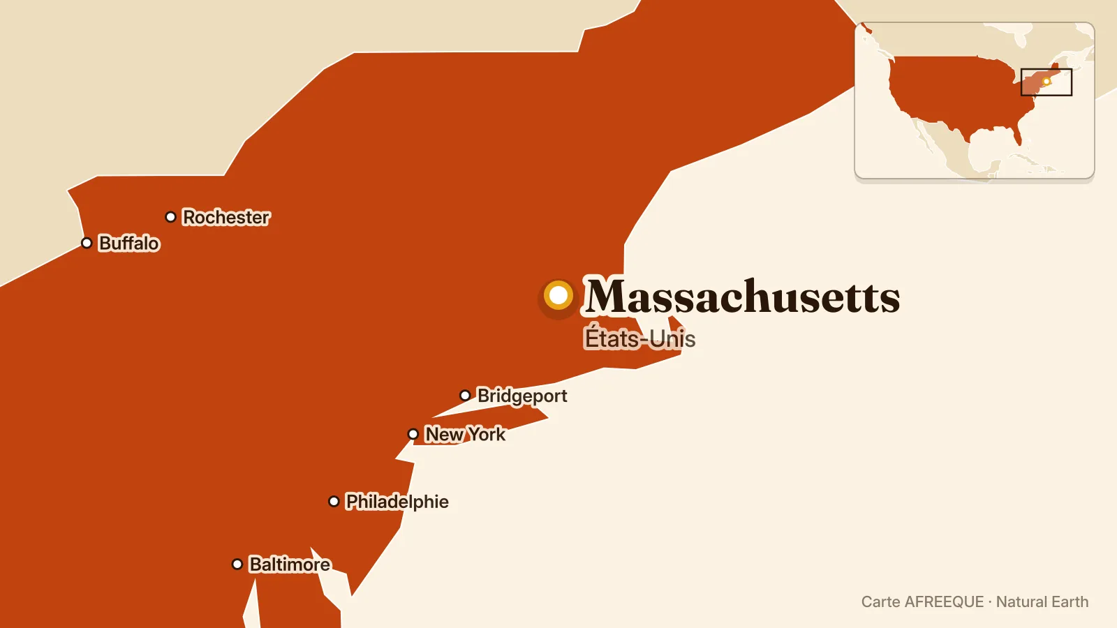 Carte : Massachusetts, États-Unis