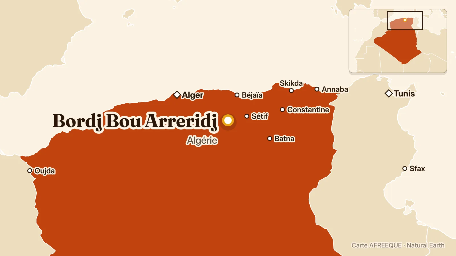 Carte : Bordj Bou Arreridj, Algérie