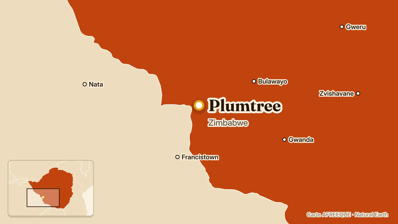 Carte : Plumtree, Zimbabwe