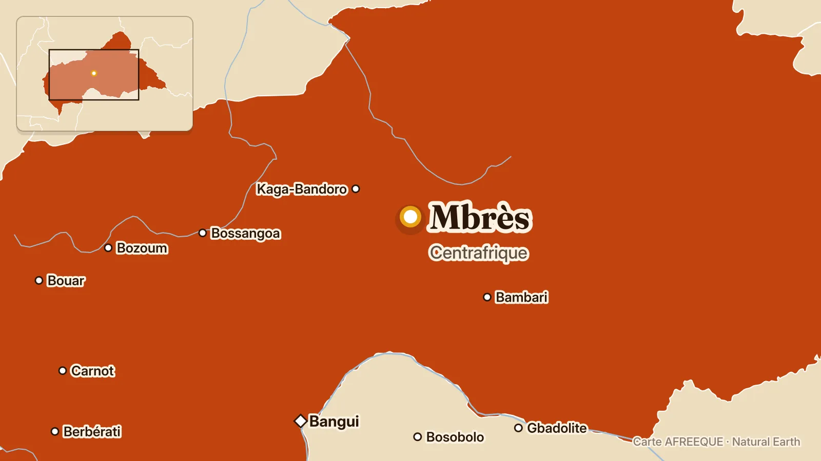Map: Mbrès, Central African Republic